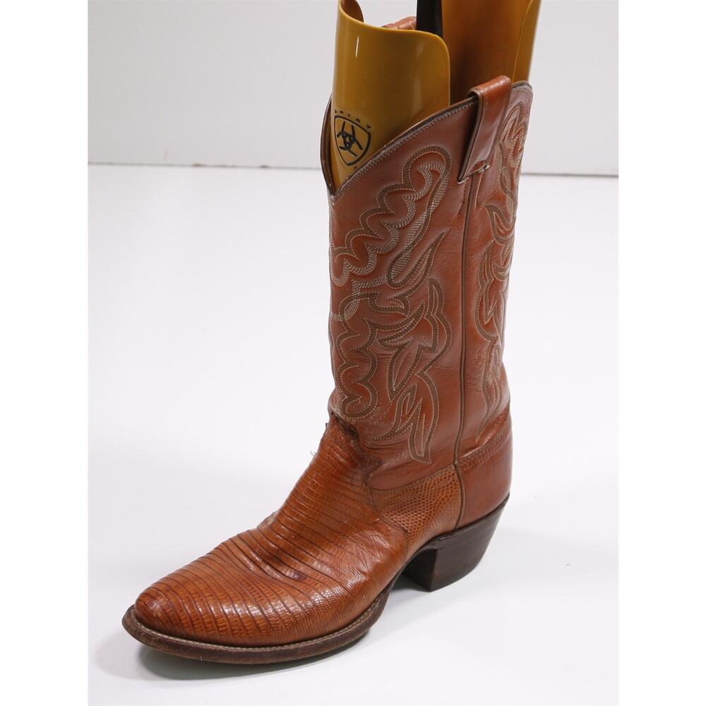 Justin Vintage Mens Brown Lizard Skin Cowboy Western Boots 8 D
